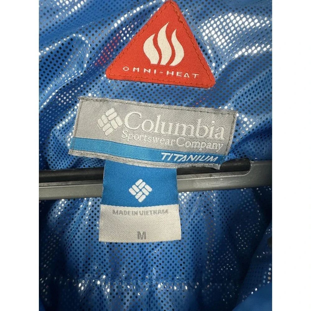 Columbia‎ Titanium Omni Tech Omni Heat Jacket Youth Medium Blue Waterproof Hood
